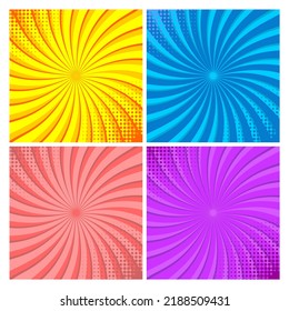 pop art background set Cartoon comic book vector illustration 