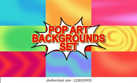 Pop art background set with halftone dots, vector retro comics style dotted backgrounds templates design HD