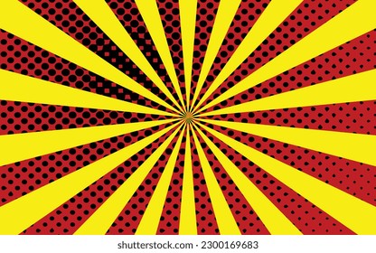 Fondo de arte pop con ráfagas de sol y burbujas, ilustración de arte vectorial