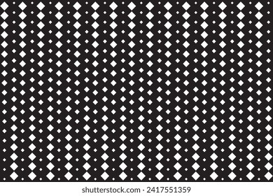 Pop art background vector. Design diamonds halftone effect gradient white on black background. Design print for illustration, textile, baner, cloth, cover, card, background, wallpaper. Set 5