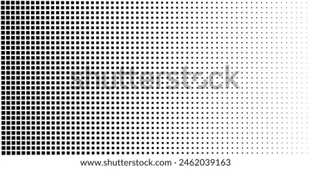 Pop art background vector. Design squares halftone effect gradient black on white background. Design print for illustration, textile, baner, cloth, cover, card, background, modern dotted comic