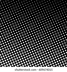 Pop Art Background, White Dots on Black Background, Gradient from Bottom Left to Upper Right, Halftone Retro Style, Vector Illustration 