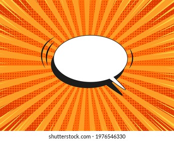 Pop art backgrounds. Comic halftone pattern. Orange cartoon banner with dots and rays. Vintage duotone banner. Superhero starburst texture. Gradient wow design. Vector illustration.