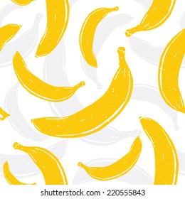 Pop art banana seamless vector white pattern