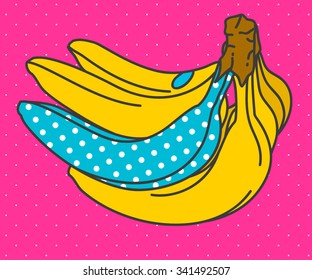 Pop Art Banana. Vector Illustration