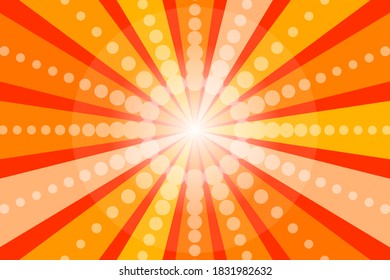 Pop art banner with rays. Explosion poster. Comic pattern with sunburst. Boom retro summer background. Vector illustration