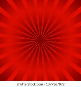 Pop art banner with red rays gradient. Abstract retro vector texture. Glow light effect. Bright star. Stock image.