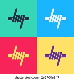 Pop art Barbed wire icon isolated on color background.  Vector