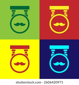 Pop art Barbershop icon isolated on color background. Hairdresser logo or signboard.  Vector Illustration