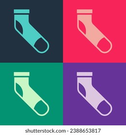 Pop art Baseball sock icon isolated on color background.  Vector