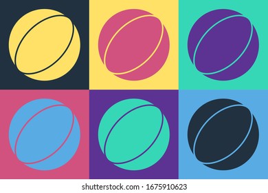 Pop art Beach ball icon isolated on color background.  Vector Illustration