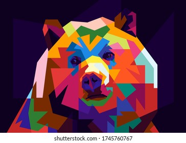 Pop art Bear illustration. Creative animals art