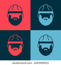 Pop art Bearded lumberjack man icon isolated on color background.  Vector