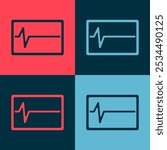 Pop art Beat dead in monitor icon isolated on color background. ECG showing death.  Vector