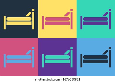 Pop art Bed icon isolated on color background.  Vector Illustration