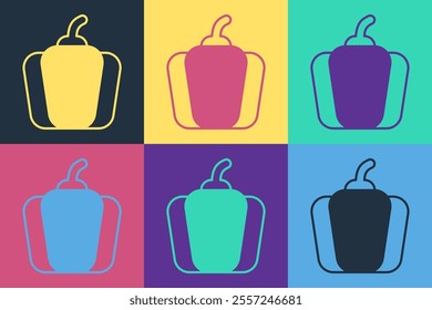 Pop art Bell pepper or sweet capsicum icon isolated on color background.  Vector