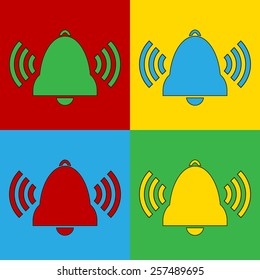 Pop art bell symbol icons. Vector illustration.