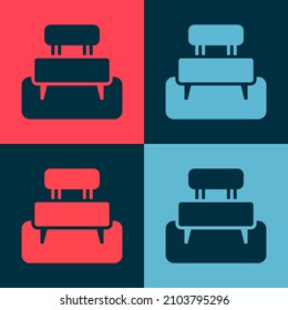 Pop art Bench icon isolated on color background.  Vector
