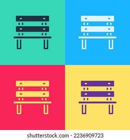 Icono de Pop art Bench aislado en fondo de color.  Vector
