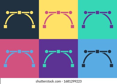 Pop art Bezier curve icon isolated on color background. Pen tool icon.  Vector Illustration