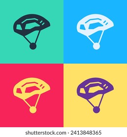 Pop art Bicycle helmet icon isolated on color background. Extreme sport. Sport equipment.  Vector