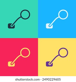 Pop art Bicycle rear view mirror icon isolated on color background.  Vector