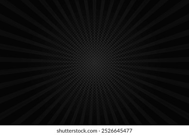 Pop art black comics book background. Black rays background