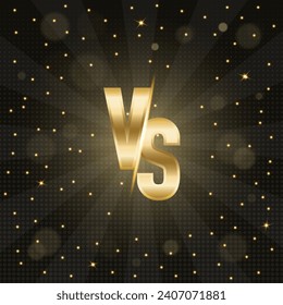 Pop art black. Versus vs background, Battle vs match, game concept competitive vs. VS gold sign. Realistic mockup, template for game design, retrowave style. Vector illustration