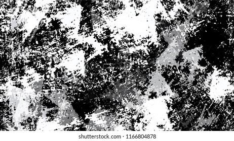 Pop Art Black and White Distress Grunge Brush Texture. Vintage Hand Painted Dirty Seamless Pattern. Dirty Cracked Wall Texture. Sketch Cartoon Pop Art Design Pattern.