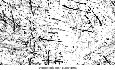 Pop Art Black and White Distress Grunge Brush Texture. Rough Grungy Land Seamless Pattern Design. Dirty Cracked Wall Texture. Monochrome Banner Design Background.