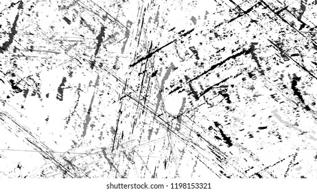 Pop Art Black and White Distress Grunge Brush Texture. Distressed Grungy Seamless Pattern Design. Faded Dyed Paper Texture. Monochrome Banner Design Background.