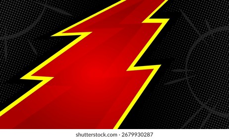 arte pop Fondo negro de dibujos animados cómicos en blanco con relámpagos de truenos de color rojo. Estilo de dibujos animados de fondo cómico