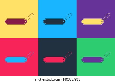 Pop Art Blank Label Vorlage Preis-Tag Symbol einzeln auf Farbhintergrund. Leerer Rabatt Aufkleber für Einkäufe. Vorlagendiskontbanner. Vektorgrafik.