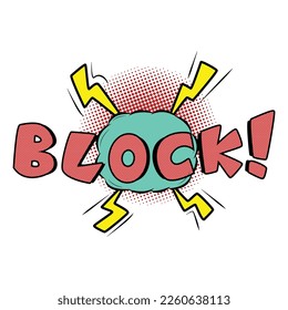 Pop art block text with neon colors