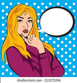 Pop art blonde woman