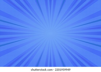 Pop art blue comic book cover cartoon magazine. Cute cartoon retro stripe mock up pattern. Vector illustration of halftones. Vintage background for comic superhero text, speech bubbles, messages.