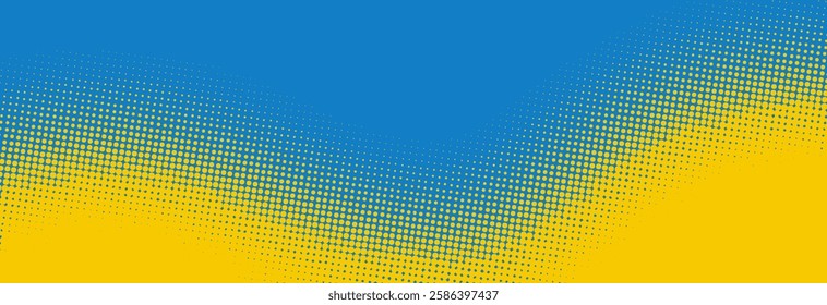 Pop art blue and yellow background with halftone patterns in comic book style, vector illustration EPS10