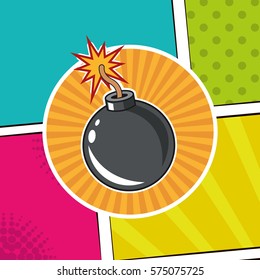 pop art bomb colored background design