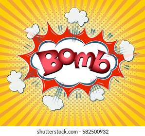 pop art bomb comic icon over orange rays background raster gardient vector illustration