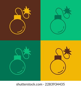 Pop-Art Bomb bereit, um zu explodieren Symbol einzeln auf Farbhintergrund.  Vektorgrafik