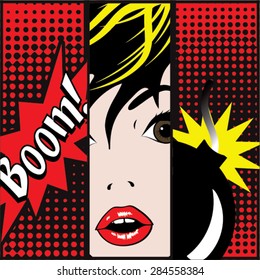 Pop art Boom Card Vector Illustration