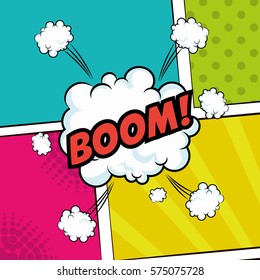 pop art boom text bubble speech color background
