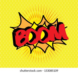 pop art with boom text over gray background vector illustration 