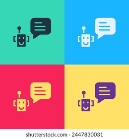 Pop art Bot icon isolated on color background. Robot icon.  Vector