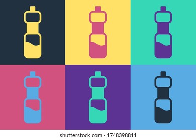 Pop art Bottle of water icon isolated on color background. Soda aqua drink sign.  Vector Illustration