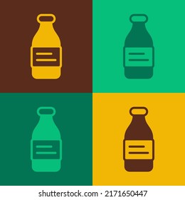 Pop art Bottle of water icon isolated on color background. Soda aqua drink sign.  Vector