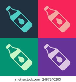 Pop art Bottle of water icon isolated on color background. Soda aqua drink sign.  Vector