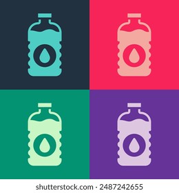Pop art Bottle of water icon isolated on color background. Soda aqua drink sign.  Vector