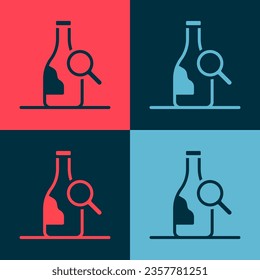 Pop art Bottle of wine icon isolated on color background. Details about wine.  Vector