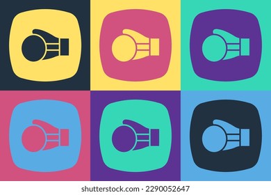 Pop art Boxing glove icon isolated on color background.  Vector